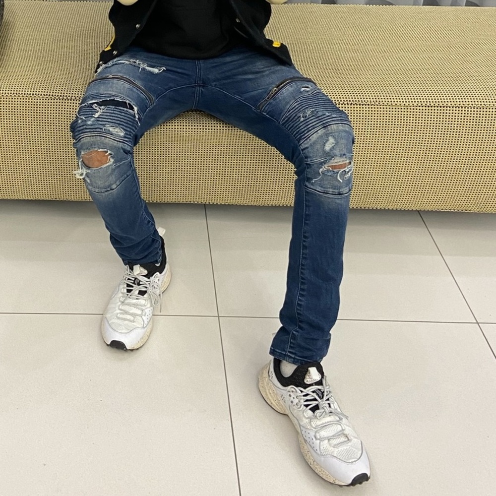 Denim Co. Deep blue, stretch and ripped skinny jeans